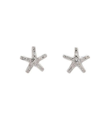 Starfish Earrings, Extra Small, Rhodium Plated