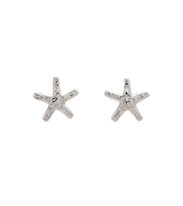 Starfish Earrings, Extra Small, Rhodium Plated