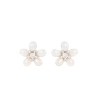 Pearl Plumeria Earrings, Cubic Zirconia - MJHC50028