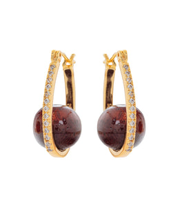 Koa Click-hoop Earrings, Cubic Zirconia, 14k Gold Plated