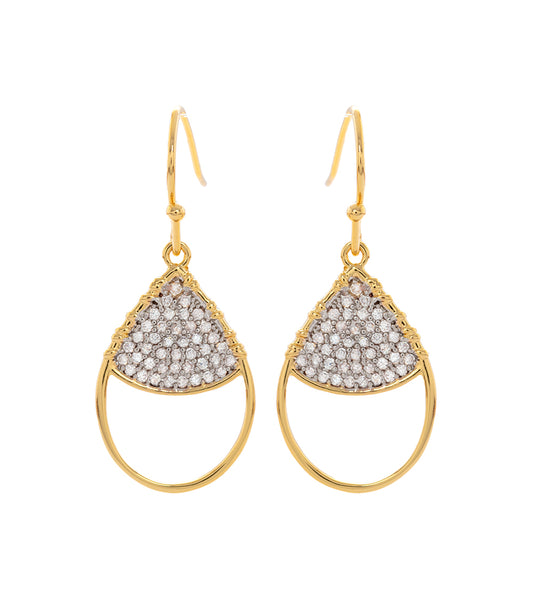 Pendientes de lágrima con pavé de circonitas cúbicas, chapados en oro de 14 k