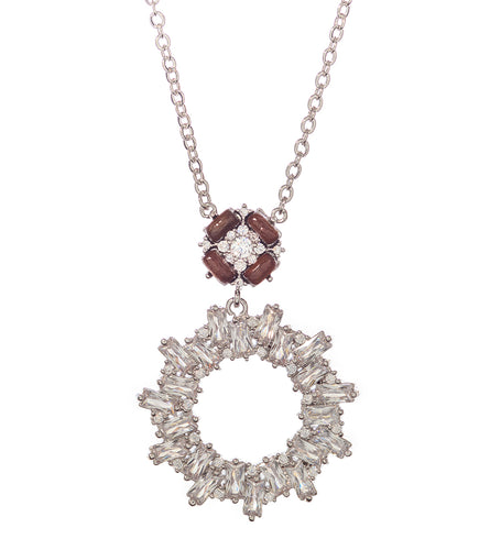 Koa Cubic Zirconia Circle Pendant Necklace