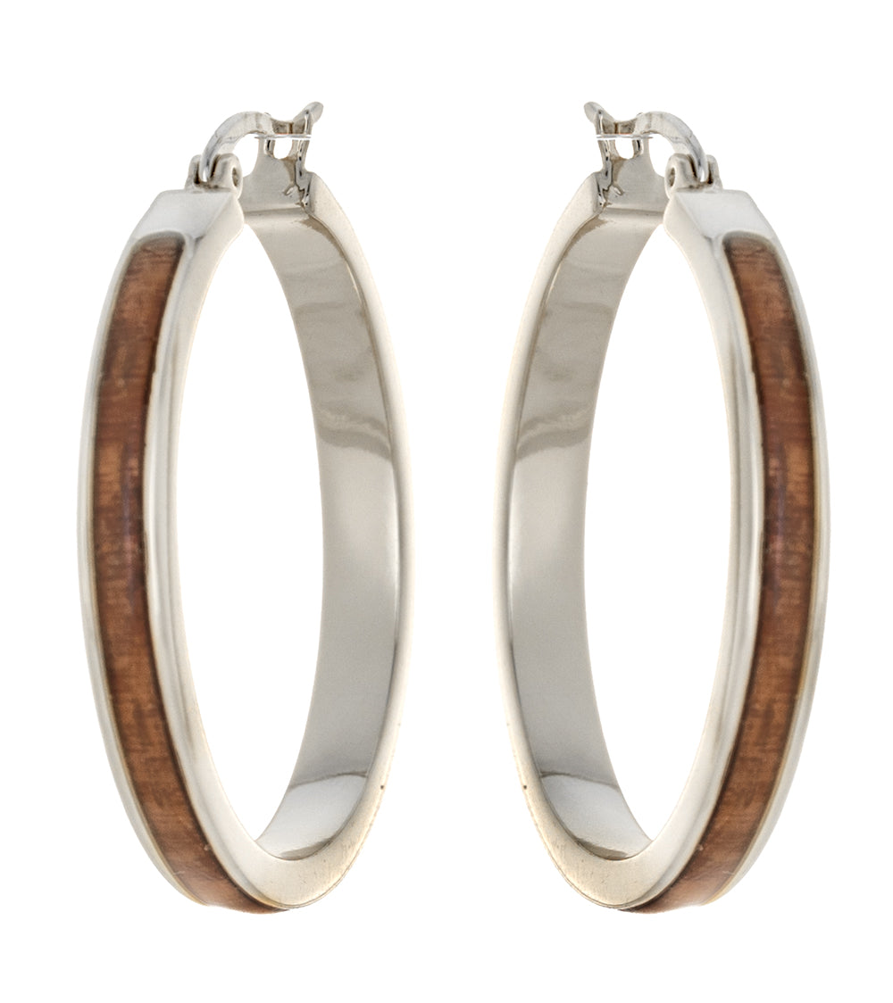 Pendientes de aro de koa de 35 mm