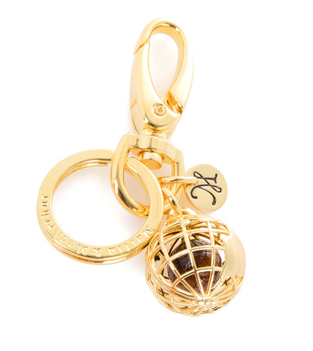 Hawaii Map Koa Gold Keychain