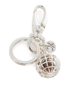 Hawaii Map Koa Rhodium Keychain