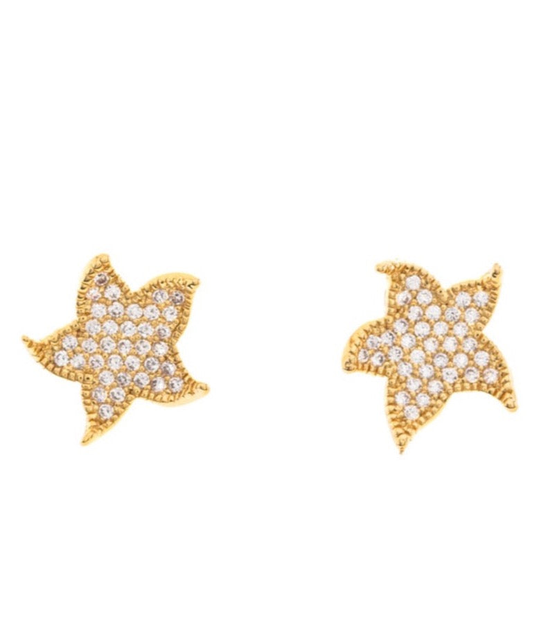 Pendientes de estrella de mar con pavé de circonitas cúbicas - MJHC51571
