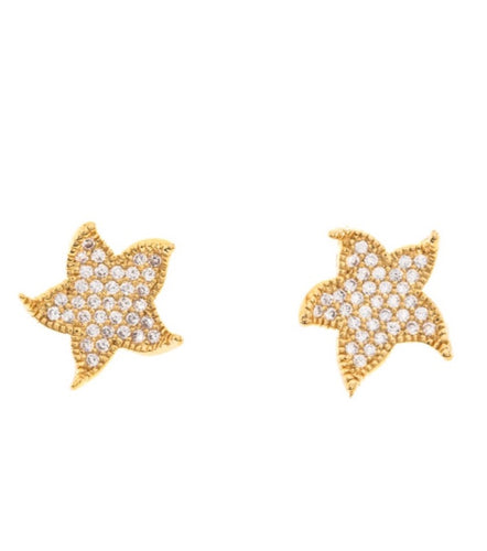 Starfish Earrings, Cubic Zirconia Pave