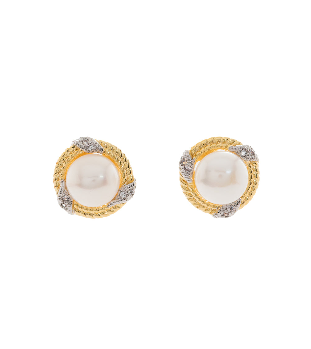 Pearl Rope Cubic Zirconia Stud Earrings