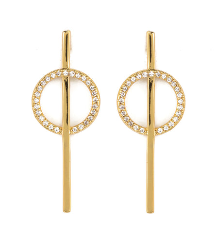 Gold Circle with Line Earrings