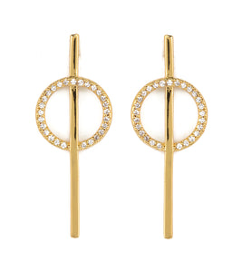 Gold Circle with Line Earrings