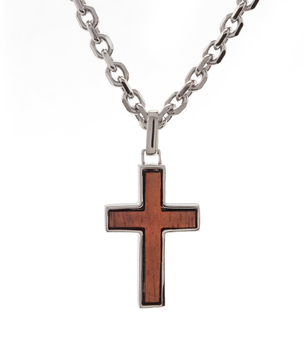 Koa wood cheap cross necklace