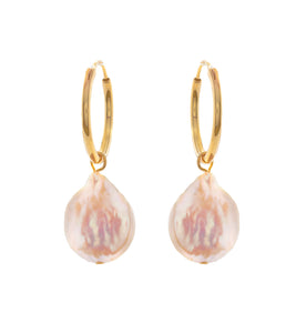 Freshwater Pearl Earrings, 14k Gold Plated
