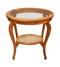 Cabriole Oval Side Table with Corbel Cane Shelf