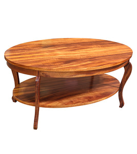 Oval Coffee Table. Koa Top, Koa Shelf