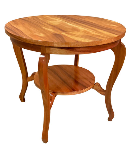 Round Cabriole Leg Side Table with Corbel Shelf