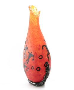 Glass Vessel "Crackled Orange Kilauea PV3" by Daniel Moe