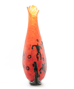 Glass Vessel "Crackled Orange Kilauea PV3" by Daniel Moe