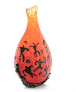 Glass Vessel "Crackled Orange Kilauea PV3" by Daniel Moe