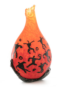 Glass Vessel "Crackled Orange Kilauea PV3" by Daniel Moe