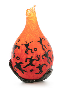 Glass Vessel "Crackled Orange Kilauea PV3" by Daniel Moe