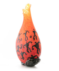 Glass Vessel "Crackled Orange Kilauea PV3" by Daniel Moe