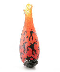 Glass Vessel "Crackled Orange Kilauea PV3" by Daniel Moe