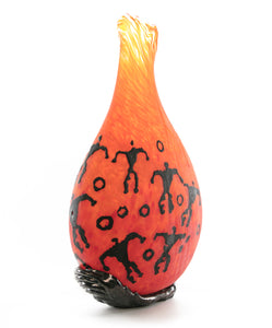 Glass Vessel "Crackled Orange Kilauea PV3" by Daniel Moe