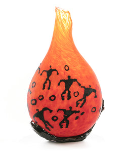 Glass Vessel "Crackled Orange Kilauea PV3" by Daniel Moe