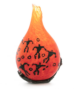 Glass Vessel "Crackled Orange Kilauea PV3" by Daniel Moe