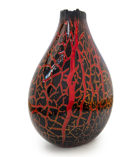 Glass Crackled Kilauea Vase 
