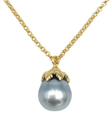 Palm Tahitian Pearl Necklace - 14k Gold Vermeil