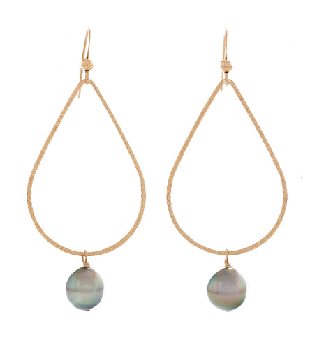 Tahitian Pearl Kite Earrings - Gold Filled