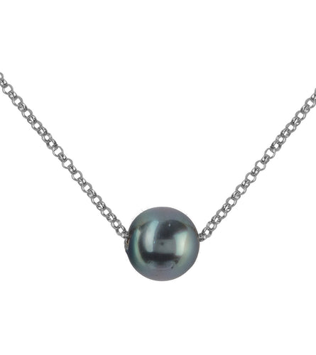 Floating Tahitian Pearl Necklace - Sterling Silver