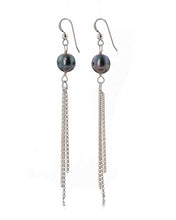 Tahitian Pearl Waterfall Drop Earrings - Sterling Silver