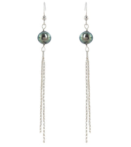 Tahitian Pearl Waterfall Drop Earrings - Sterling Silver