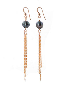 Tahitian Pearl Waterfall Drop Earrings - Gold Filled