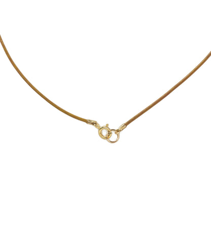 Collar de perlas de Tahití de cuero color canela con cuentas - Relleno de oro