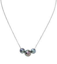 Floating Three Tahitian Pearls Necklace - Sterling Silver
