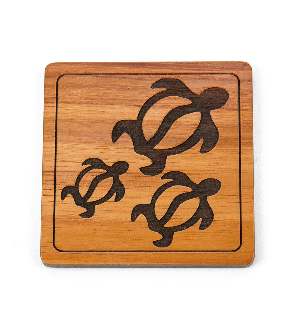 Koa Modern Coaster - Three Honu