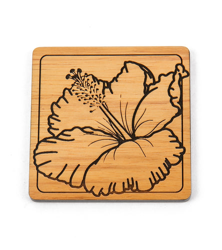 Koa Modern Coaster - Hibiscus