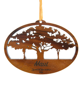 Koa Flat Ornament - Maui Banyan Tree