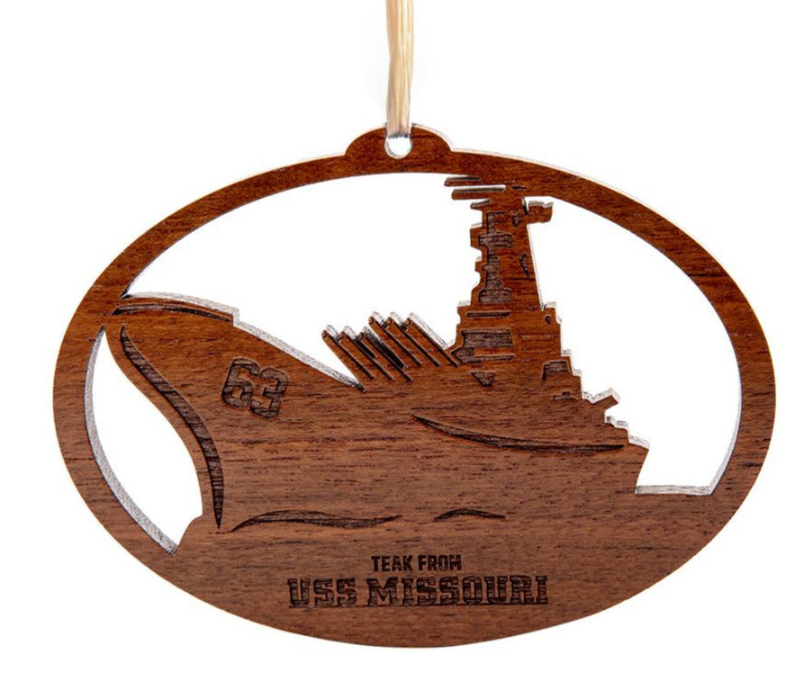 USS Missouri Teak Ornament, Mighty Mo