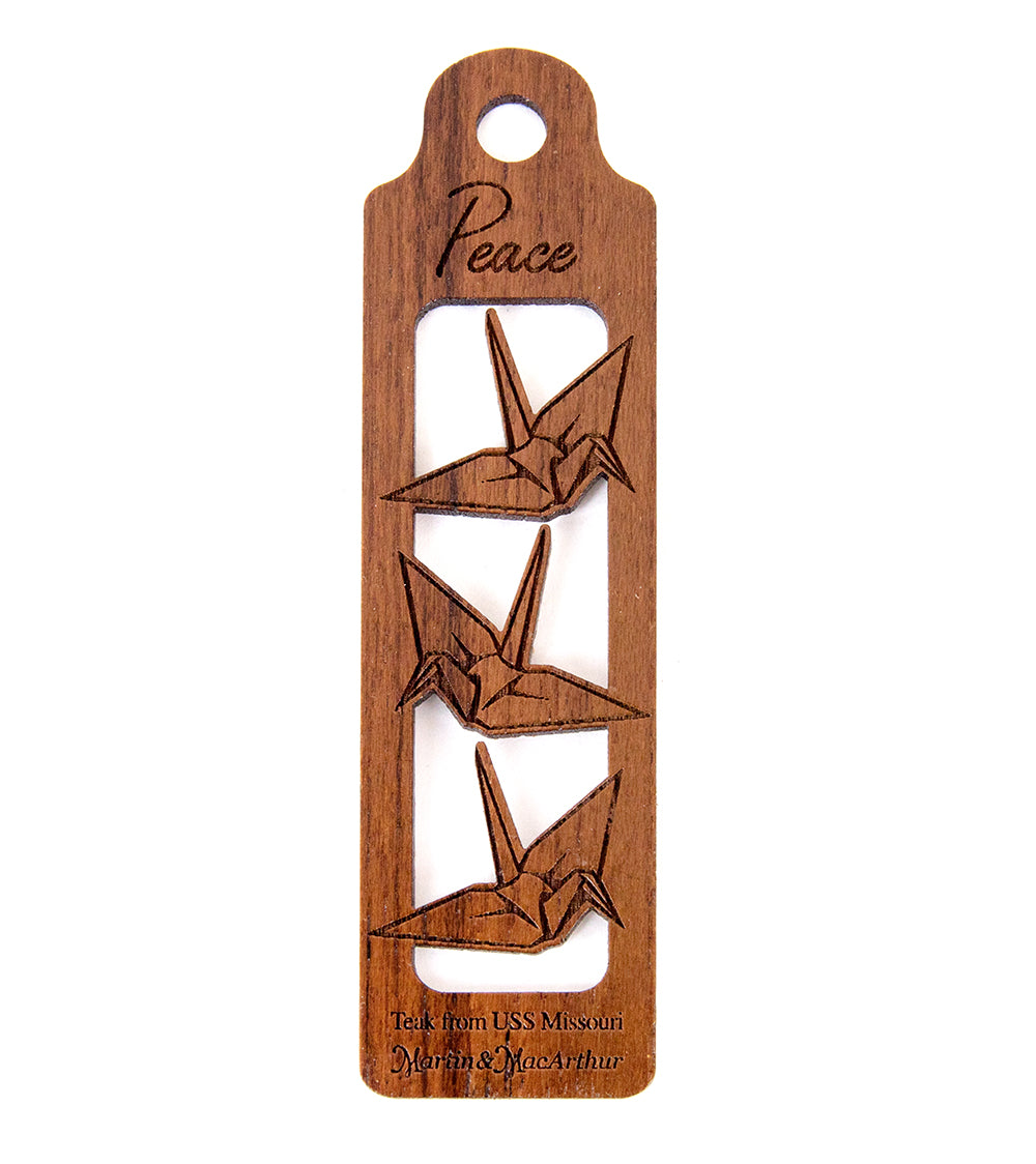 USS Missouri Teak Bookmark "Cranes"
