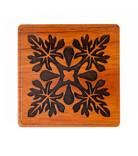 Koa Heritage Coaster - Papaya Quilt