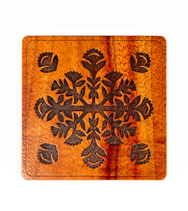Koa Heritage Coaster- Lehua Quilt