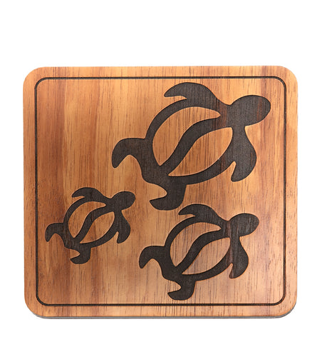 Koa Trivet - Three Honu
