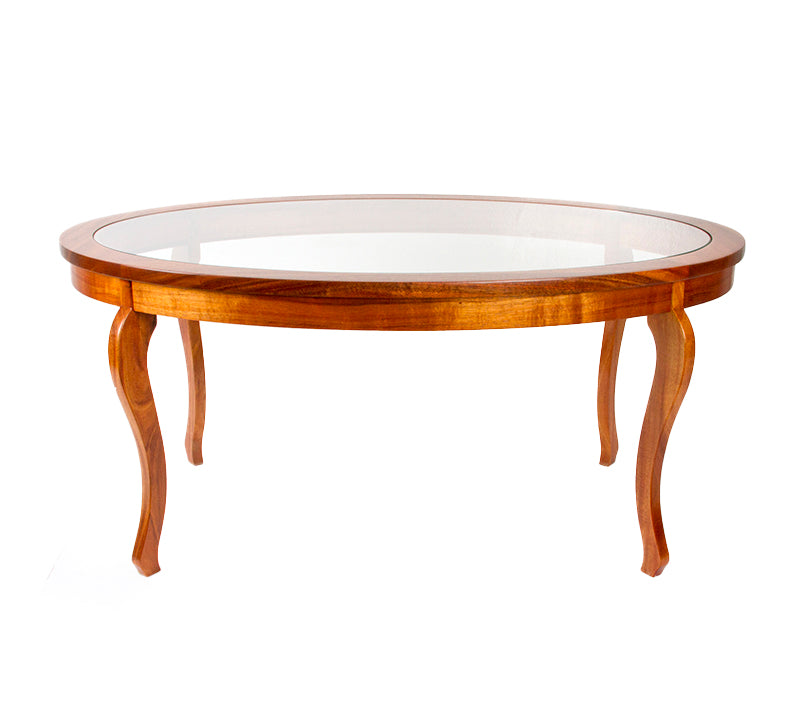 Oval Coffee Table. Glass Top, No Shelf