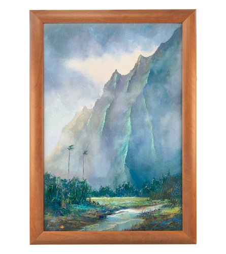 Rain Over the Ko'olau by Michael Powell Giclee in Ohia Frame