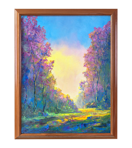 Original Painting: Upcountry Jacaranda 11/22 by Michael Powell in Ohia Frame