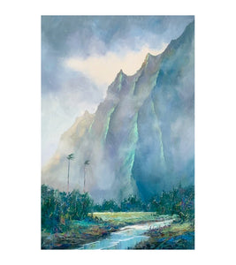 Rain Over the Ko'olau by Michael Powell Giclee in Ohia Frame